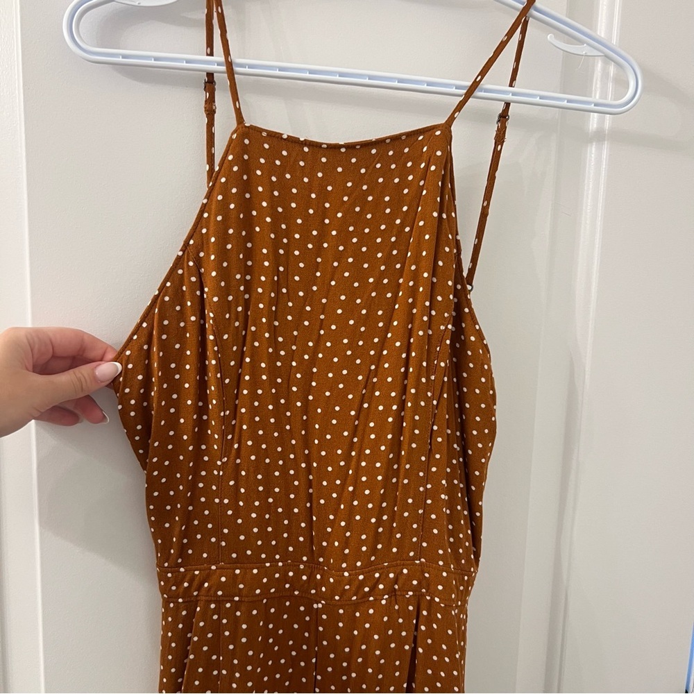 Abercrombie & Fitch Brown Polka Dot Wide-Leg Jumpsuit - Picture 5 of 10